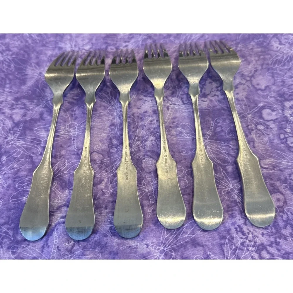 Oxford Hall OXH59 Dinner Forks Fork Satin Wing Heel Tipped Stainless Set Of 6‎